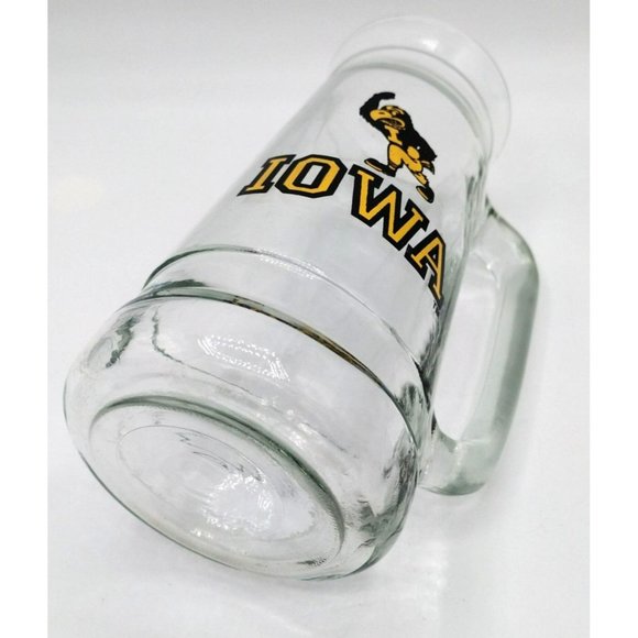 Iowa Hawkeyes Football Glass Mug Beer Stein Souvenir 7 Inch Vintage Herky Hawk - Picture 9 of 14